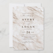 Elegant of White Beige Metallic Marmer Wedding Kaart (Voorkant)