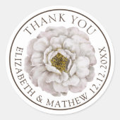 Elegant Off-White Floral Wedding Thank You Sticker (Voorkant)