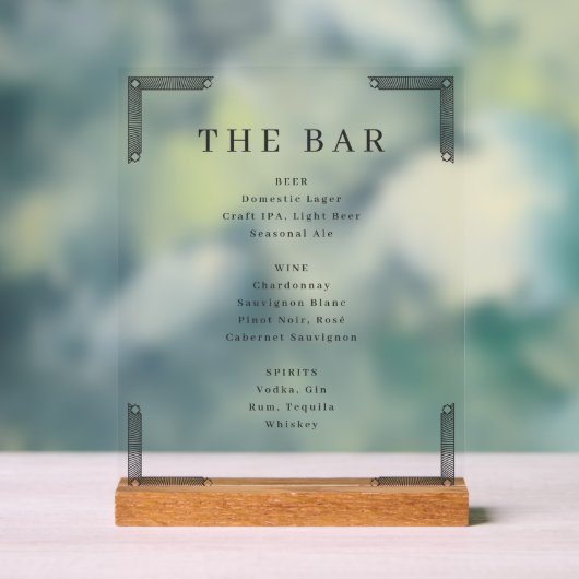 Elegant Off-White Geometric Bar Menu Acryl Bord (Neutraal)
