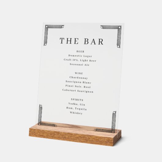 Elegant Off-White Geometric Bar Menu Acryl Bord (Hoek)