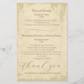 Elegant off-white grunge huwelijksprogramma (Achterkant)