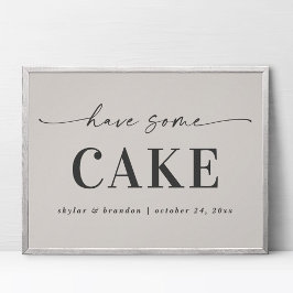 Elegant off-White heeft een cake Wedding Sign Poster