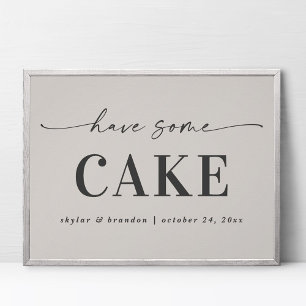 Elegant off-White heeft een cake Wedding Sign Poster