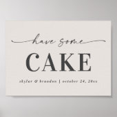 Elegant off-White heeft een cake Wedding Sign Poster (Voorkant)