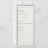 Elegant off-white lijst huwelijksprogramma kaart (Achterkant)
