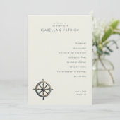 Elegant Off-White Nautical Wheel Programmakaart (Staand voorkant)