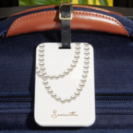 Elegant off white Pearl ketting Bagagelabel