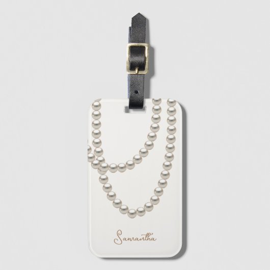 Elegant off white Pearl ketting Bagagelabel (Voorkant (verticaal))