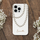 Elegant off white Pearl ketting Case-Mate iPhone Case
