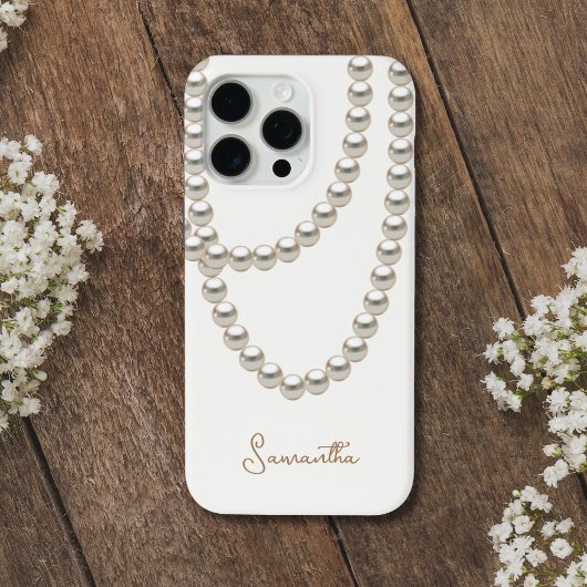 Elegant off white Pearl ketting Case-Mate iPhone Case
