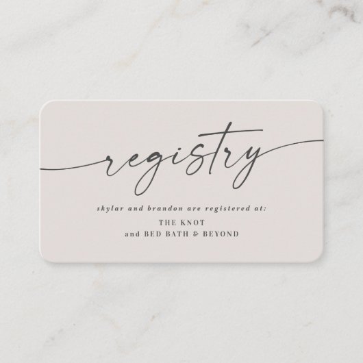 Elegant off-White Wedding Shower Gift Registry Informatiekaartje (Voorkant)