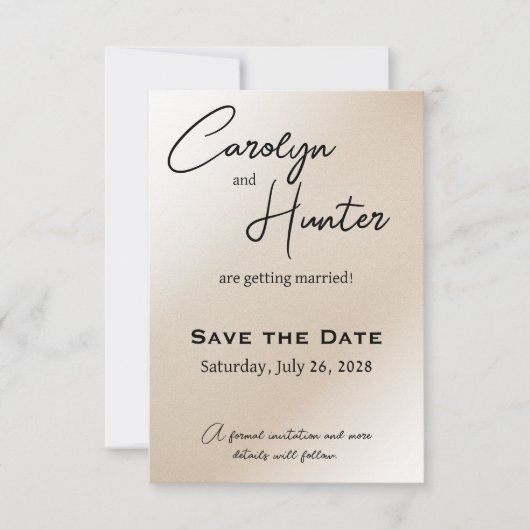 Elegant off witte bruiloft save the date (Voorkant)