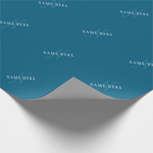 Elegant ogend monogram | Oceaanblauw Cadeaupapier (Hoek)