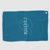Elegant ogend monogram | Oceaanblauw Golfhanddoek (Horizontaal)