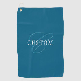Elegant ogend monogram | Oceaanblauw Golfhanddoek