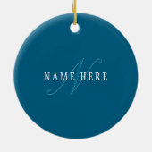 Elegant ogend monogram | Oceaanblauw Keramisch Ornament (Achterkant)