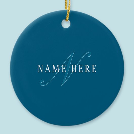 Elegant ogend monogram | Oceaanblauw Keramisch Ornament