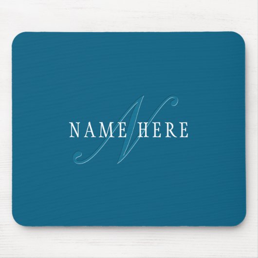 Elegant ogend monogram | Oceaanblauw Muismat (Voorkant)