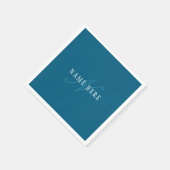 Elegant ogend monogram | Oceaanblauw Servet (Hoek)