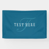 Elegant ogend monogram | Oceaanblauw Spandoek (Horizontaal)