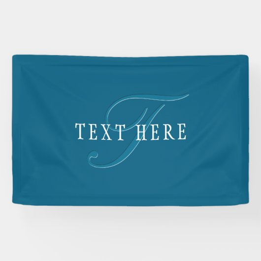 Elegant ogend monogram | Oceaanblauw Spandoek (Horizontaal)