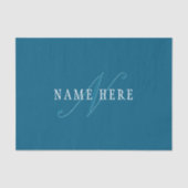 Elegant ogend monogram | Oceaanblauw Tissuepapier (Voorkant)