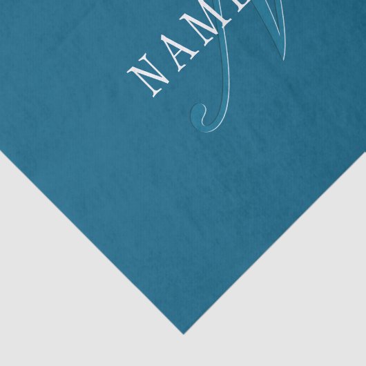 Elegant ogend monogram | Oceaanblauw Tissuepapier (Detail)