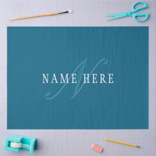 Elegant ogend monogram | Oceaanblauw Tissuepapier (Craft)