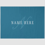 Elegant ogend monogram | Oceaanblauw Tissuepapier (Voorkant)