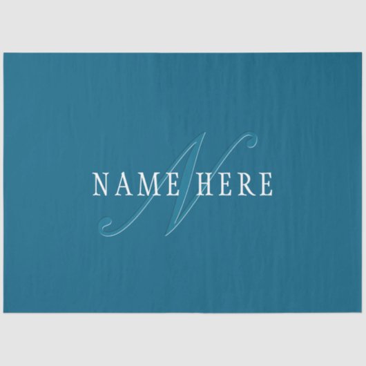 Elegant ogend monogram | Oceaanblauw Tissuepapier (Voorkant)