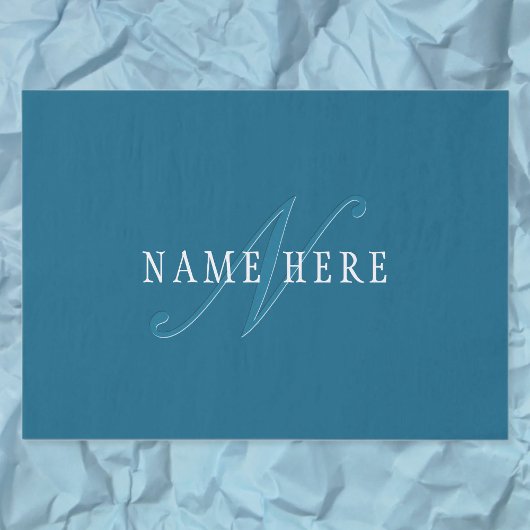 Elegant ogend monogram | Oceaanblauw Tissuepapier