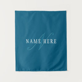 Elegant ogend monogram | Oceaanblauw Wandkleed