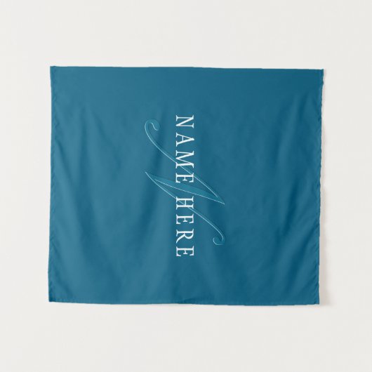 Elegant ogend monogram | Oceaanblauw Wandkleed (Voorkant (horizontaal))