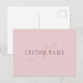 Elegant ogend monogram | Rosé goud Briefkaart (Voorkant / Achterkant)