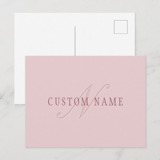 Elegant ogend monogram | Rosé goud Briefkaart (Voorkant / Achterkant)