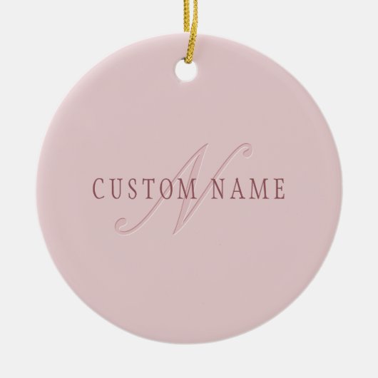 Elegant ogend monogram | Rosé goud Keramisch Ornament (Voorkant)