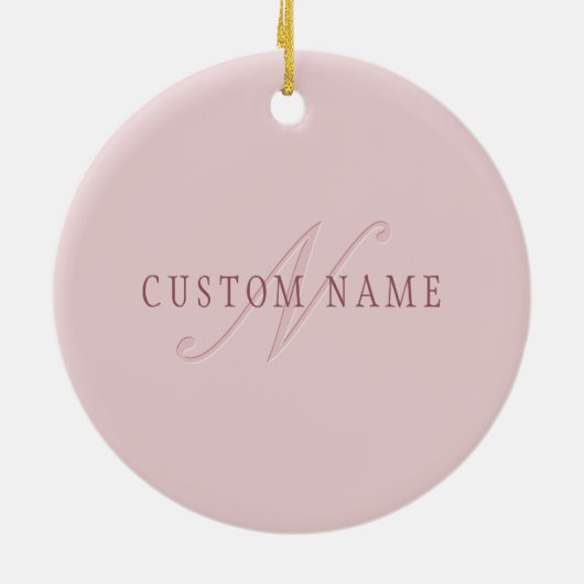 Elegant ogend monogram | Rosé goud Keramisch Ornament (Achterkant)