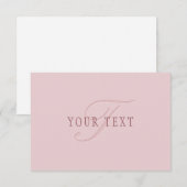 Elegant ogend monogram | Rosé goud Notitiekaartje (Voorkant / Achterkant)