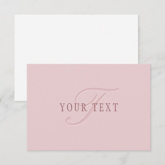 Elegant ogend monogram | Rosé goud Notitiekaartje (Voorkant / Achterkant)