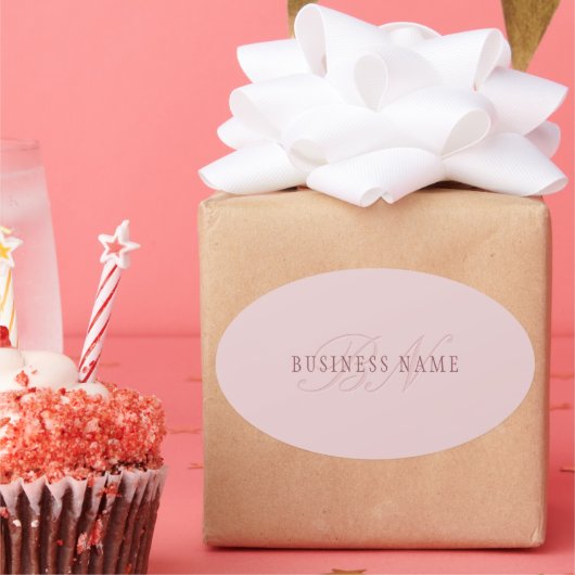 Elegant ogend monogram | Rosé goud Ovale Sticker (Feest)