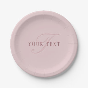 Elegant ogend monogram   Rosé goud Papieren Bordje