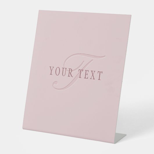 Elegant ogend monogram | Rosé goud Reclamebord Met Voetstuk (Voorkant)