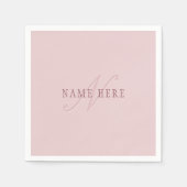 Elegant ogend monogram | Rosé goud Servet (Voorkant)