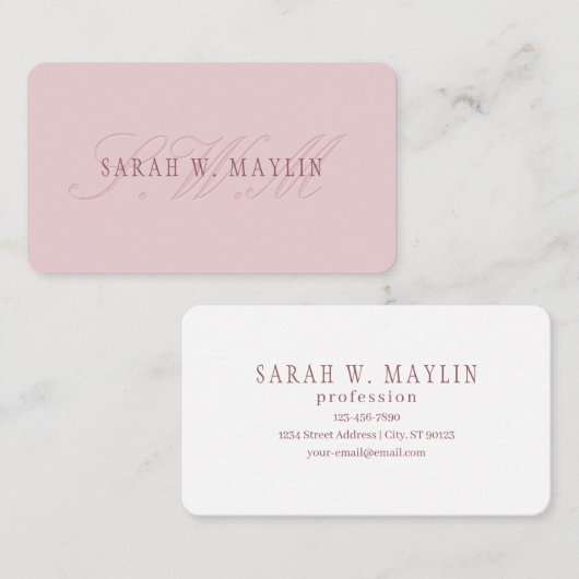 Elegant ogend monogram | Rosé goud Visitekaartje (Voorkant / Achterkant)