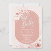 Elegant Oh Baby Blush Bloemen Baby shower Kaart (Voorkant)
