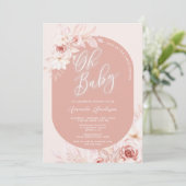 Elegant Oh Baby Blush Bloemen Baby shower Kaart (Staand voorkant)