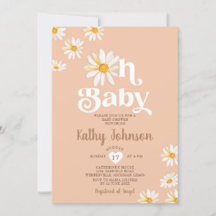 Elegant Oh Baby Daisy Flowers Boho Baby shower Kaart