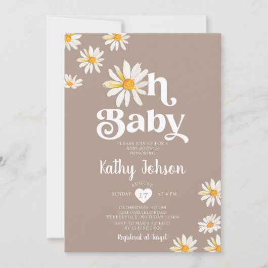 Elegant Oh Baby Daisy Flowers Boho Baby shower Kaart (Voorkant)