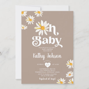 Elegant Oh Baby Daisy Flowers Boho Baby shower Kaart