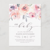 Elegant Oh Baby Lettering Floral Baby Girl Shower Uitnodiging Briefkaart (Voorkant)